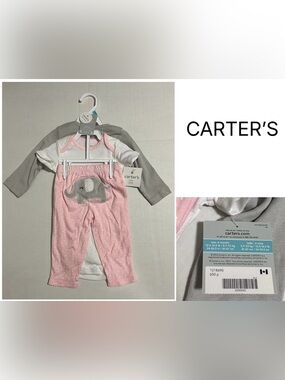 CARTER’S - 6M - NWT - INFANT GIRLS 3PC ELEPHANT SET
